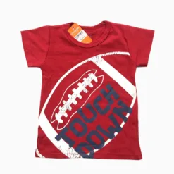 Red short-sleeved cotton t-shirt for boys (1-7 years old)