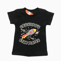 Black spaceship short-sleeved cotton t-shirt for boys (1-7 years old)